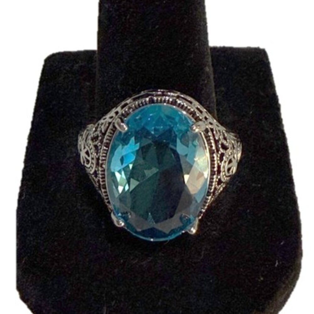 Synthetic Blue Stone Cocktail Ring
